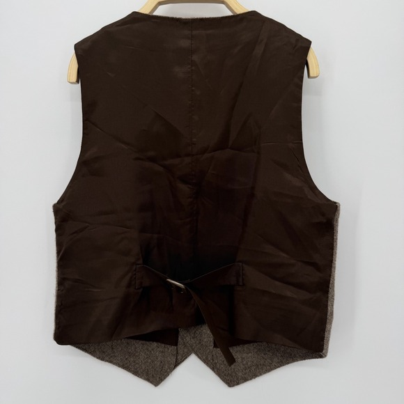 Janie And Jack Boys Size 4 Brown Wool Blend Vest Preppy Academia Holiday Formal - Picture 5 of 7